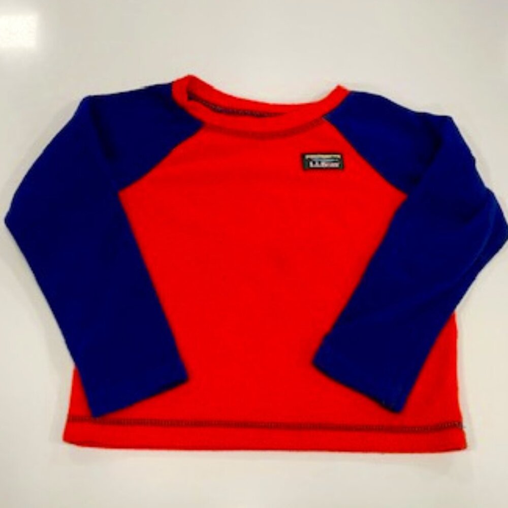 L.L. Bean Toddlers' Fitness Fleece Long-Sleeve Tee Navy and Orange
